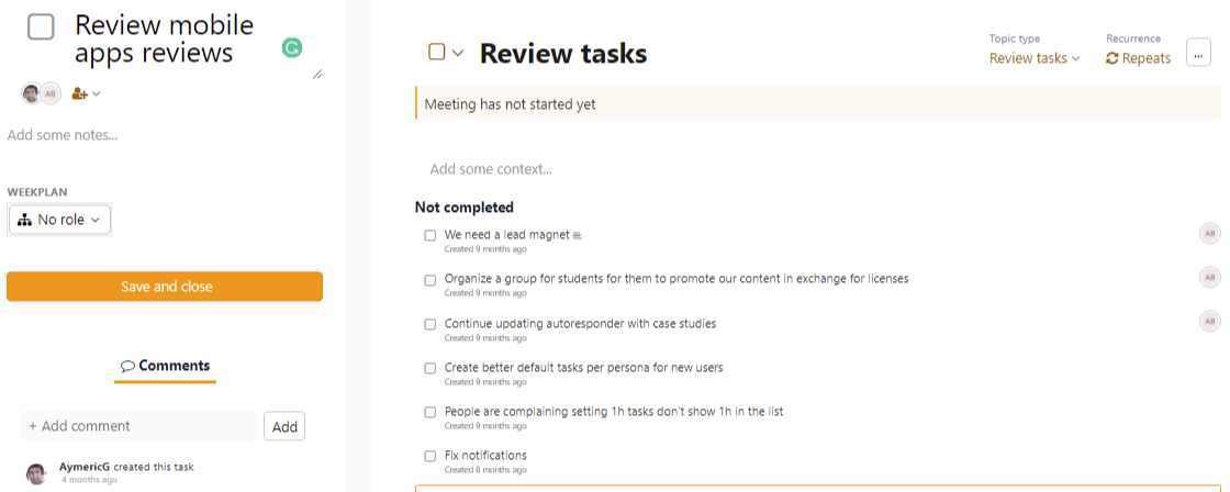 Task feedback